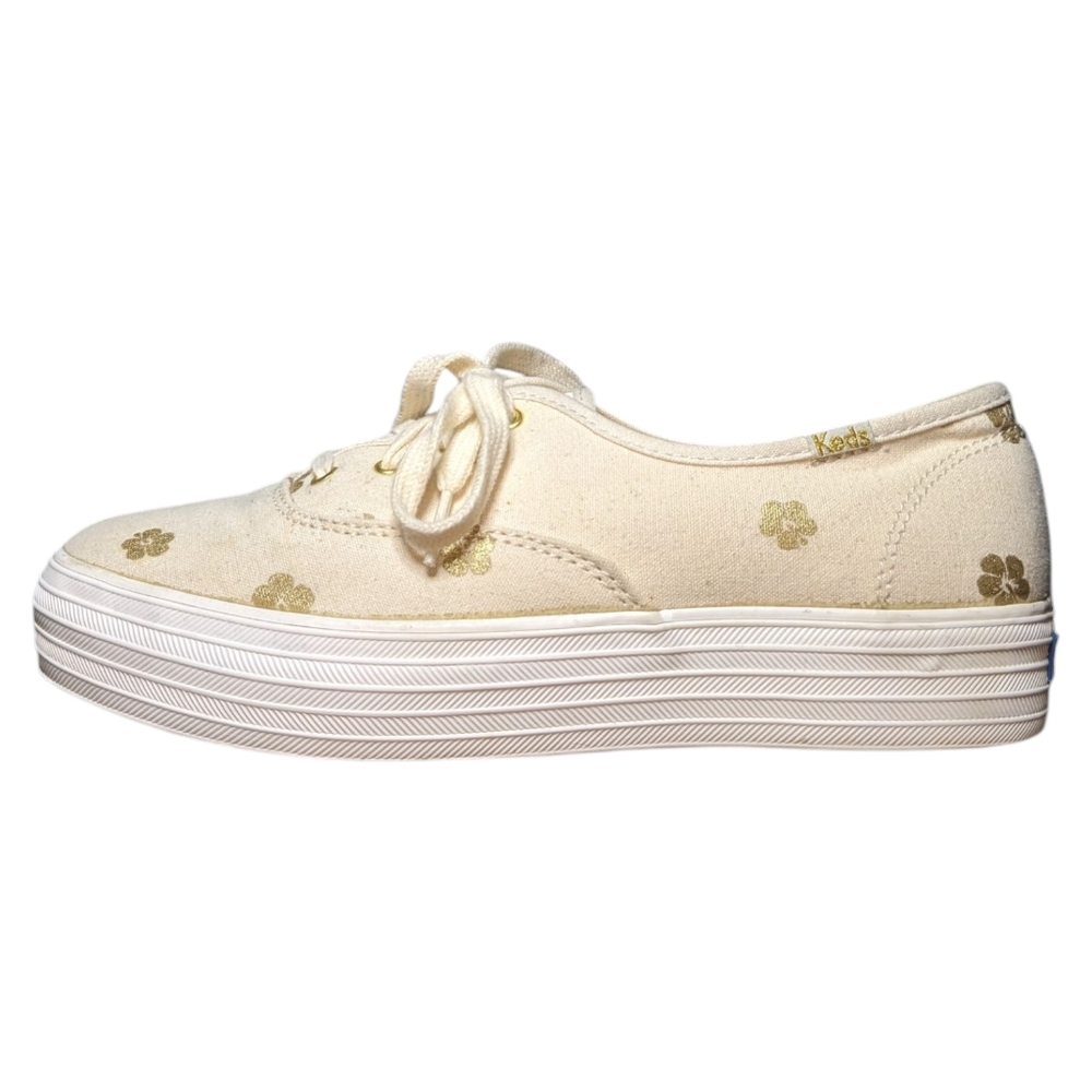 Keds | Triple Platform Hibiscus Natural & Gold Sneakers Women's Size 7.5